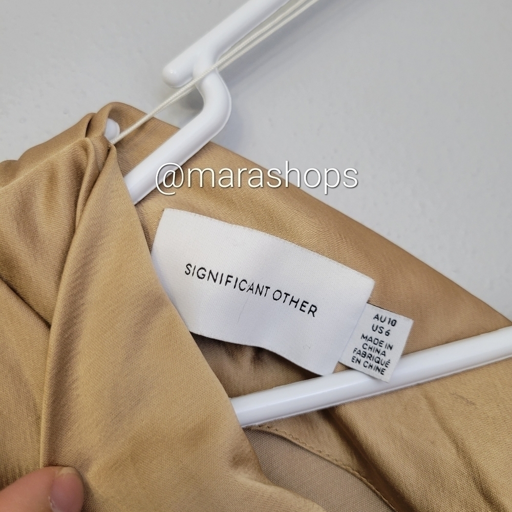 Significant Other Erika Tan Satin Dress - Picture 7 of 10